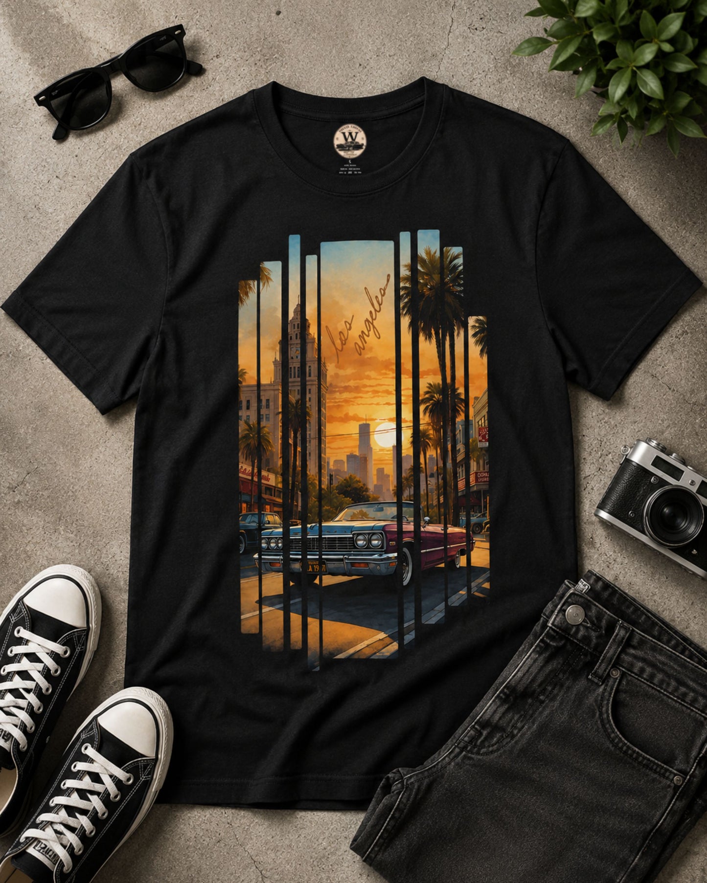 LA Sunset Vintage Car Tee