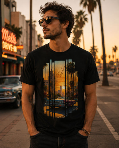 LA Sunset Vintage Car Tee