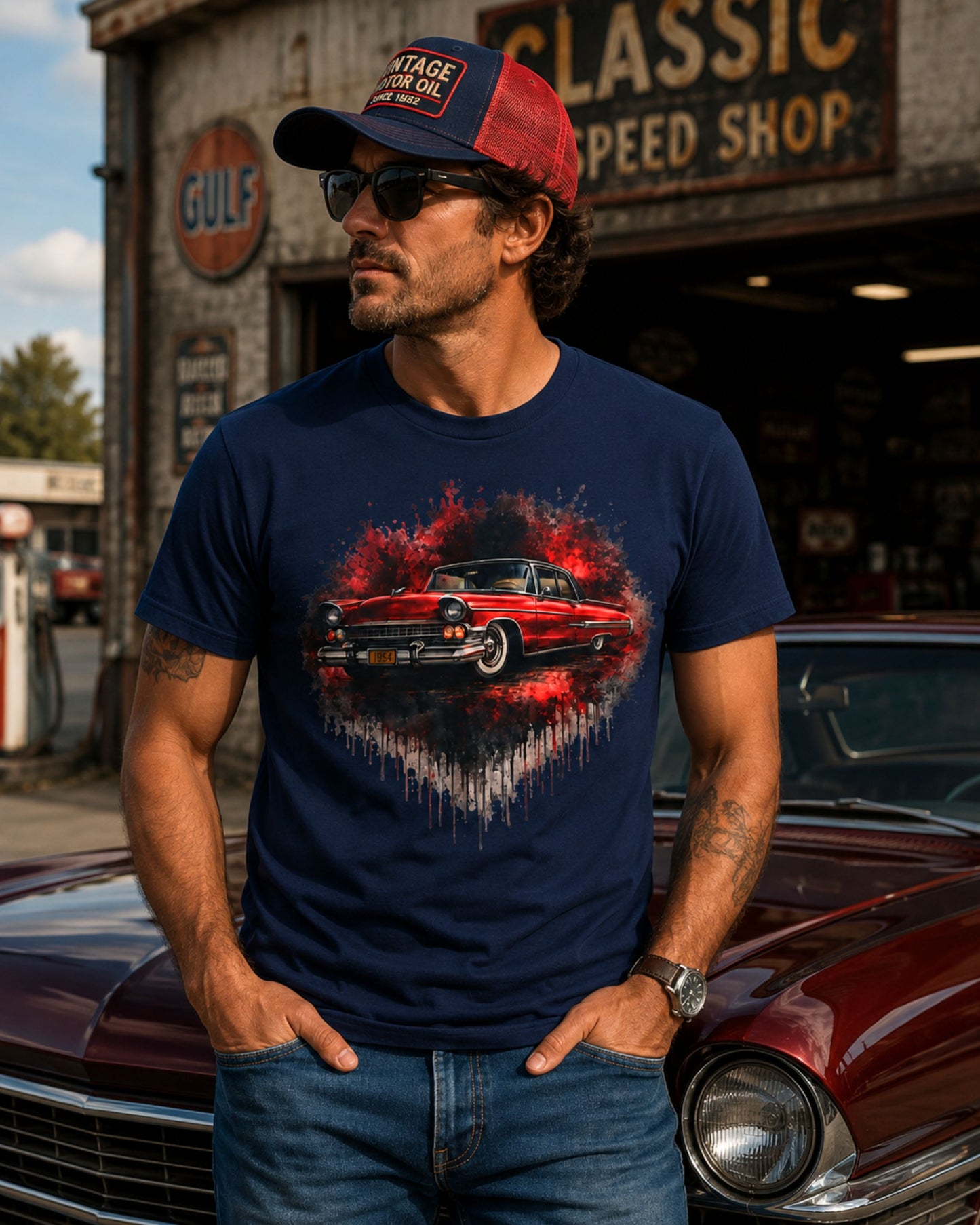 Crimson Cruiser – Classic Car Tee
