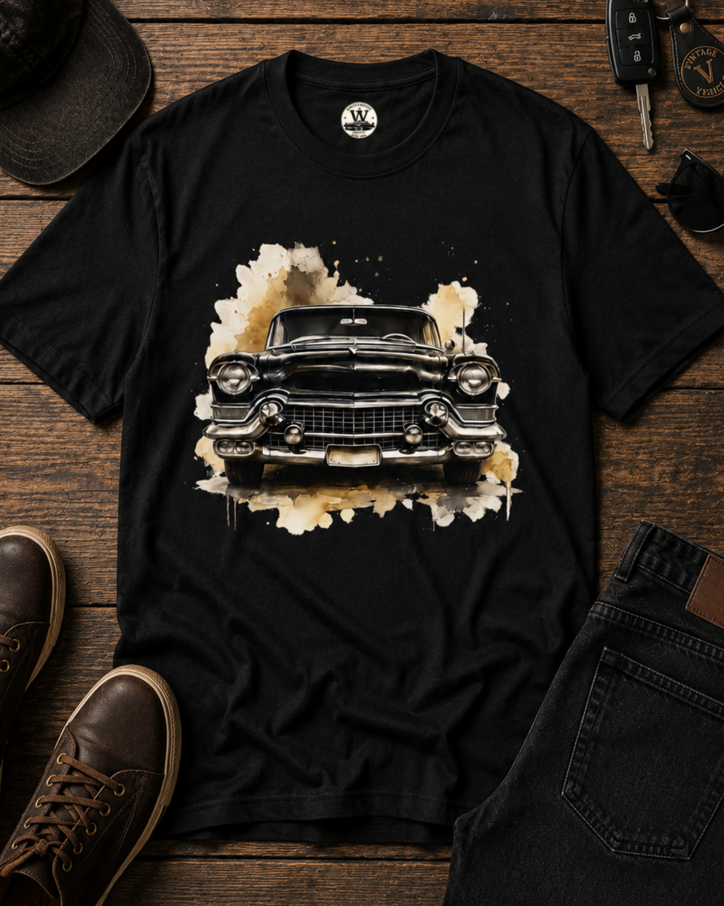 Vintage American Car Watercolor Graphic Tee