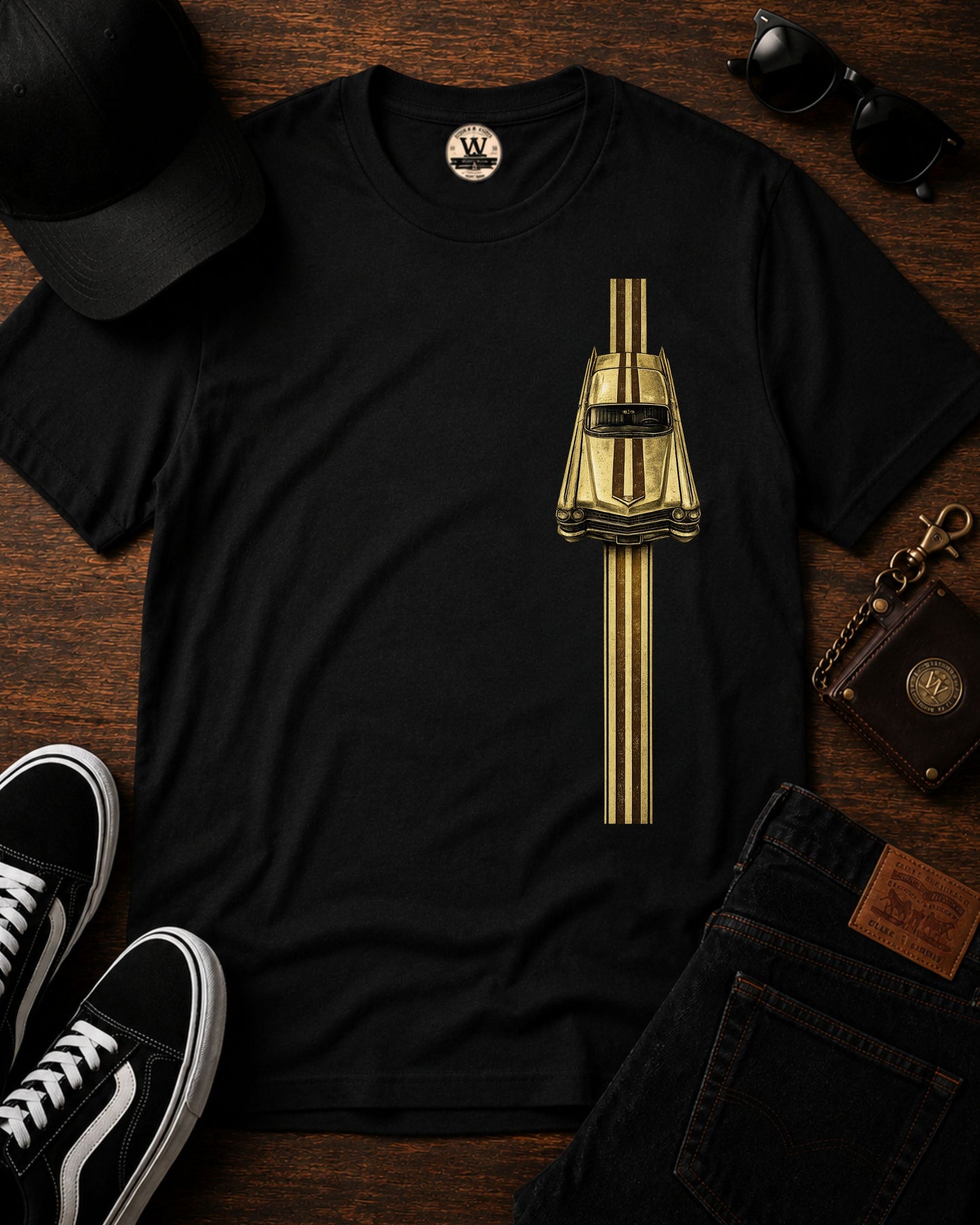 Gold Racer Stripe – Vintage Car Tee