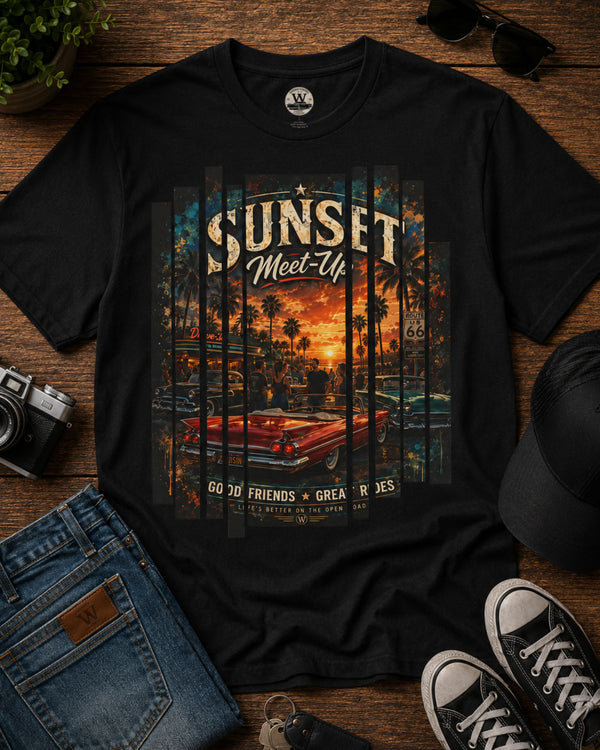 Sunset Meet-Up Classic Car Show Tee