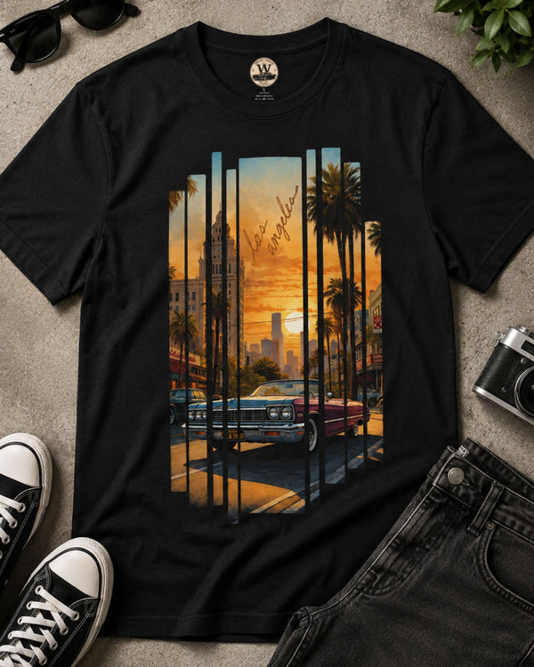 LA Sunset Vintage Car Tee