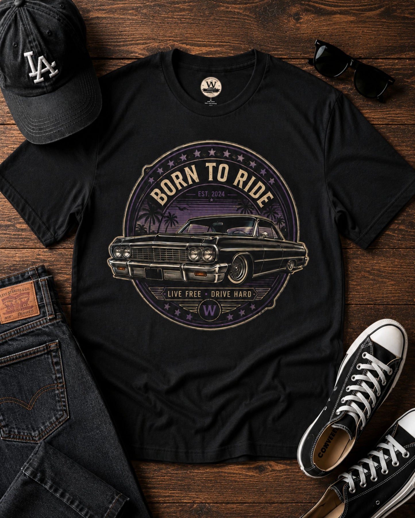 Born To Ride – Classic Lowrider Tee