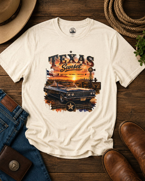 Texas Sunset Classic Car Tee